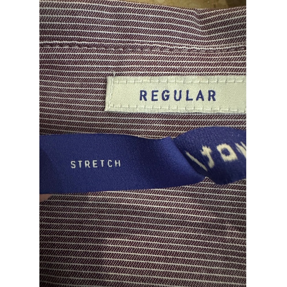 NWT Artefact Reg Fit Stretch Button Up Shirt Men's XXL Burgundy White Stripe - Picture 6 of 10